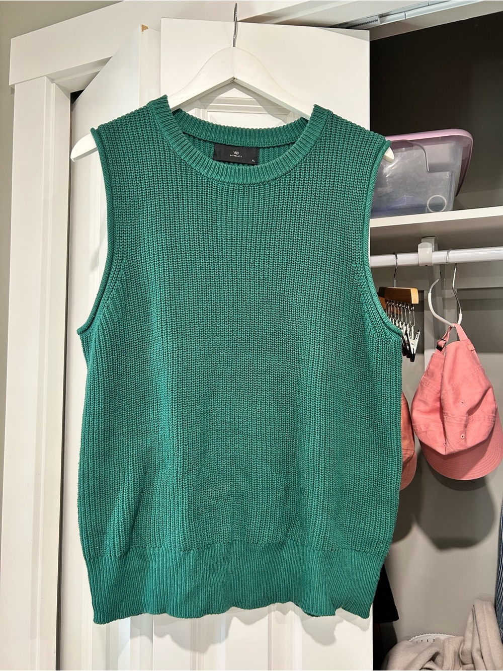 Green Crewneck Knit Sweater Vest